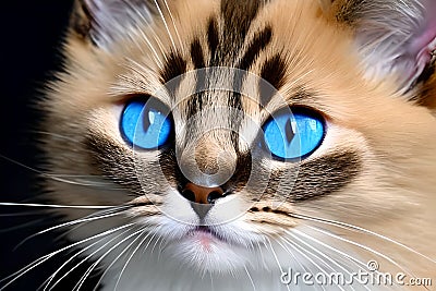 Beautiful caramel colored tabby kitten with stunning blue eyes Stock Photo