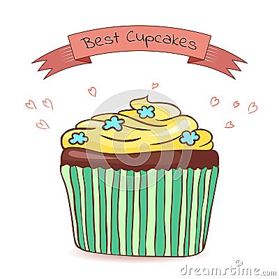 Beautiful card best cupcakes Vector Illustration