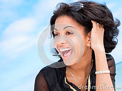 Beautiful caribbean brunette smile Stock Photo