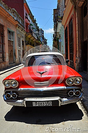 Beautiful cars of Cuba, Havana Editorial Stock Photo