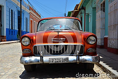 Beautiful cars of Cuba, Trinidad Editorial Stock Photo