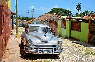 Beautiful cars of Cuba, Trinidad Editorial Stock Photo