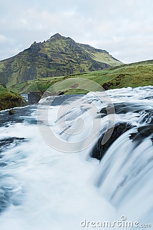 Cascade of waterfall on the river Skoga, Iceland Stock Photo