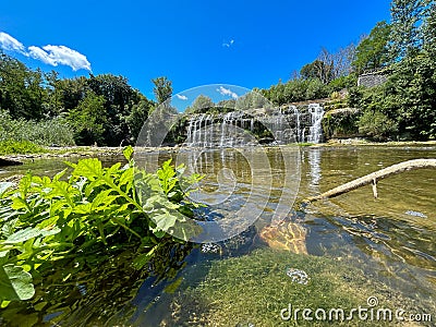 Beautiful Cascata del Sasso in Sant'Angelo in Vado, Marche region, Italy Stock Photo