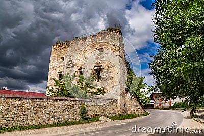 A beautiful castle in ruins in the city of Satanov Stock Photo