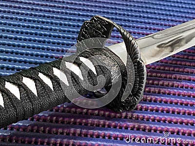 Beautiful detail of katana sword handle Stock Photo