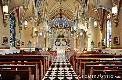 Beautiful Catholic Church Interior Stock Photo