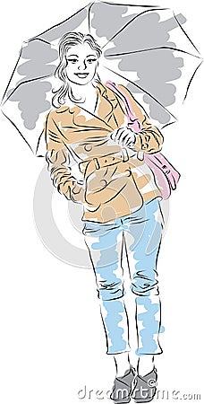 Beautiful caucasian girl Vector Illustration