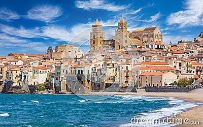 Beautiful Cefalu, small resort town on Tyrrhenian coast of Sicily, Italy Stock Photo