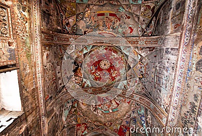 Beautiful ceiling with murals inside historical palace Editorial Stock Photo