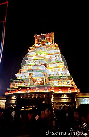 Beautiful chaardham look puri temple goddess durga pandal Stock Photo