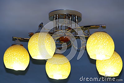 Beautiful chandelier with five plafonds Stock Photo