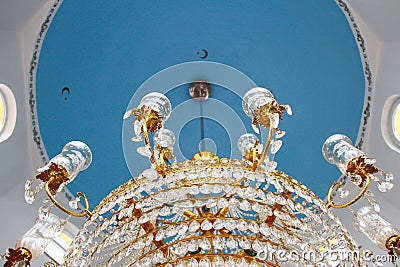 Beautiful chandelier in the Mosque Stock Photo