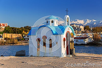 Beautiful chapel on the coast of Crete Stock Photo