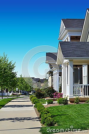 Beautiful and Charming Neighborhood Stock Photo