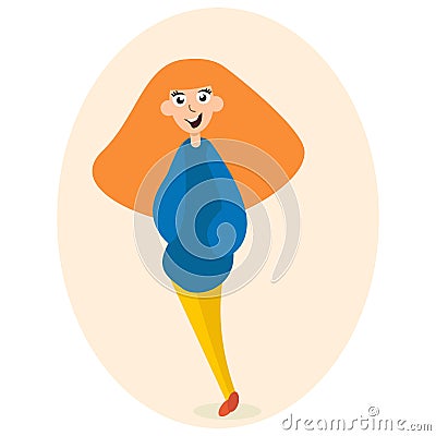 Beautiful cheerful redhead girl Vector Illustration