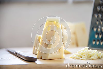 Beautiful cheeses in the kitchen Stock Photo