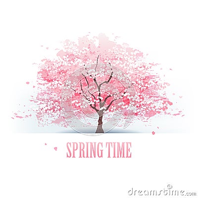 Beautiful cherry blossom tree Vector Illustration