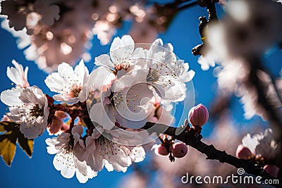 Beautiful cherry blossoms. nature's beauty. Cherry blossoms are beautiful. bloom in the springtime. Stock Photo