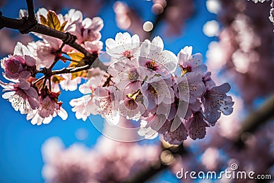 Beautiful cherry blossoms. nature's beauty. Cherry blossoms are beautiful. bloom in the springtime. Stock Photo