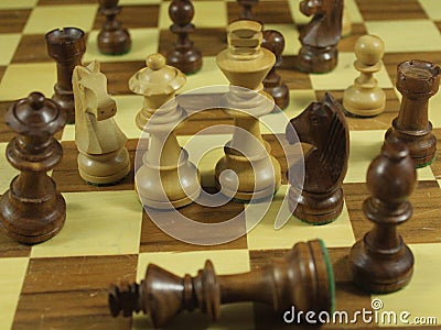 Beautiful chess game with different figures strategy fun culture Stock Photo