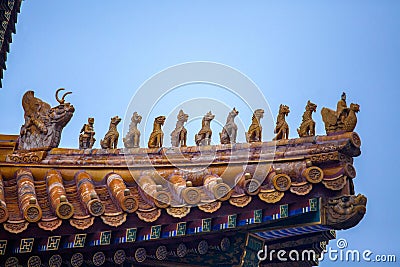 Beautiful Chinese architectural fragment from Forbidden City, Beijing, China. Editorial Stock Photo