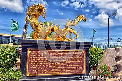 Beautiful Chinese dragons sculpture at Anek Kusala Sala Viharn Sien Chinese temple in Pattaya, Editorial Stock Photo