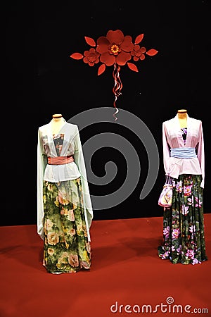 Beautiful Chinese or Japanese clothing at the Festival of the Orient in Rome Italy Editorial Stock Photo