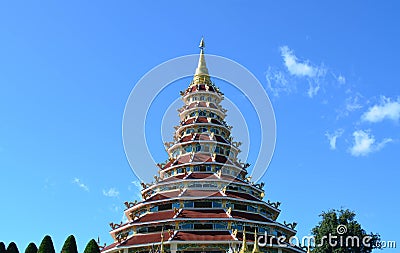 Beautiful Chinese pagoda at Hyuaplakang temple in Chiang Rai, Th Stock Photo