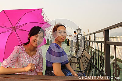 Beautiful chinese women on the boat Editorial Stock Photo