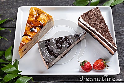 Beautiful chocolate cakes, desserts Stock Photo