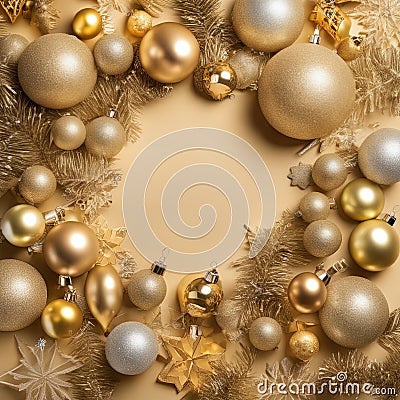 beautiful christmas composition with decor on beige backgroundbeautiful christmas composition with decor on beige backgroundchrist Stock Photo