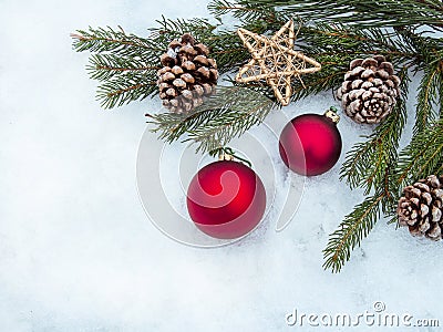 Beautiful Christmas Decorations border with copy-space Stock Photo