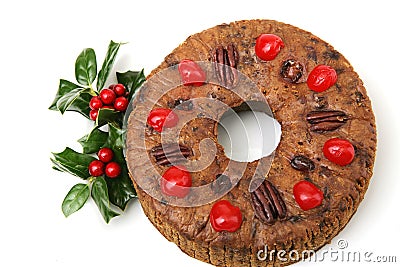 Beautiful Christmas Fruitcake Stock Photo