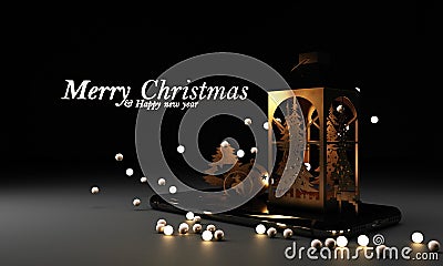 Beautiful christmas golden silver deco baubles on dark black background Stock Photo