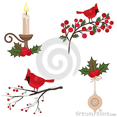 Beautiful Christmas icons set Vector Illustration