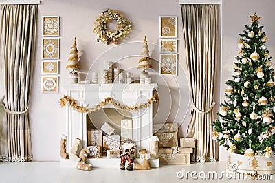 Beautiful Christmas interior decoration Stock Photo