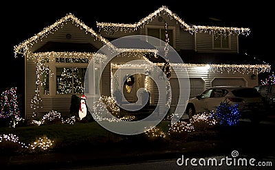 Beautiful christmas lighting house Stock Photo