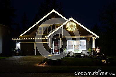 Christmas lights American home Stock Photo