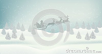 Beautiful Christmas winter flat landscape background. Christmas forest woods with mountains. New Year winter vector landscape Stock Photo