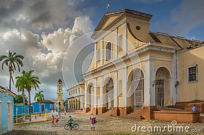 Church of the Holy trinity at Plaza Mayor, Trinidad, Cuba Editorial Stock Photo