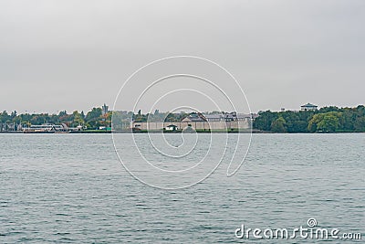 Beautiful city skyline with Kingston Penitentiary along St Lawrence River Stock Photo