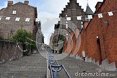 Montagne de Bueren, the most famous stairs in Liege Editorial Stock Photo