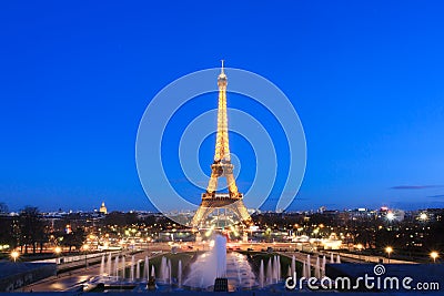 Blue hour Eiffeltower illuminated Editorial Stock Photo