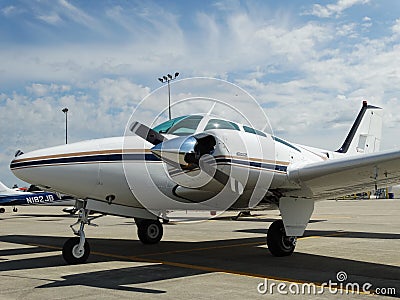 Beautiful classic Be55 Beechcraft Baron. Editorial Stock Photo