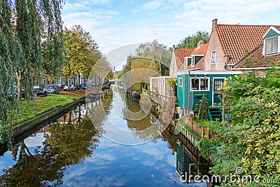 Beautiful classic Edam canal scene Stock Photo