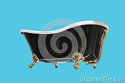 Beautiful classic style black and white with golden claw foot bathtub Stock Photo