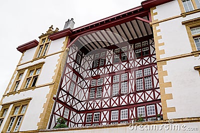 Beautiful classical building traditional bask house in bayonne Stock Photo