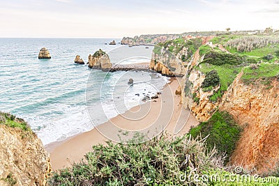 Beautiful cliffs in Pinhao Beach, Lagos, Portugal Stock Photo