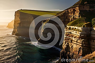 Cliffs towering over the coastline Stock Photo